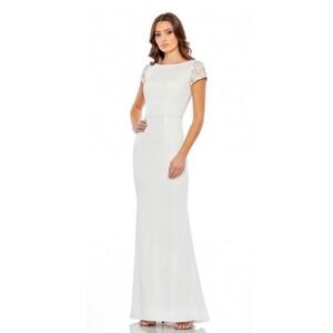 NWT leena Mac Duggal 55718 White
Beaded Cap Sleeve Column
Dress Sz 8 $398